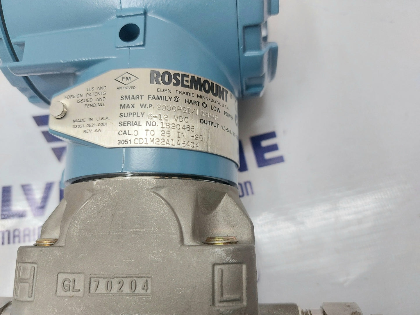 ROSEMOUNT 3051 CD1M22A1AB404 PRESSURE TRANSMITTER 03031-0761-0012 (3)