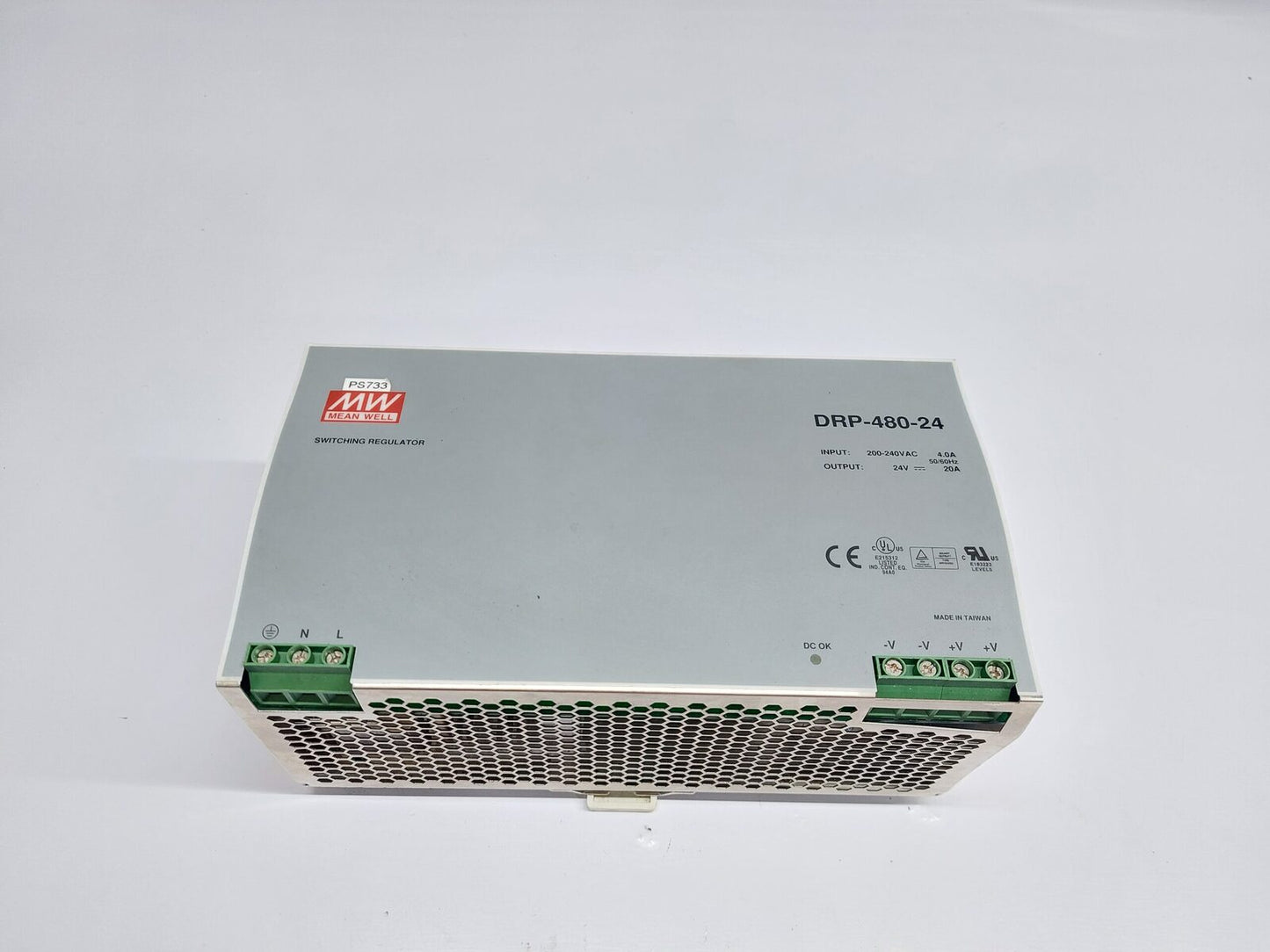 MEAN WELL DRP-480-24 SWITCHING REGULATOR POWER SUPPLY