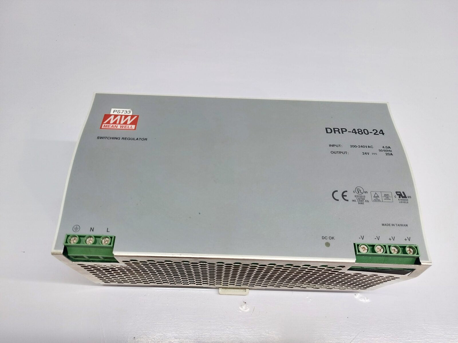 MEAN WELL DRP-480-24 SWITCHING REGULATOR POWER SUPPLY (2)