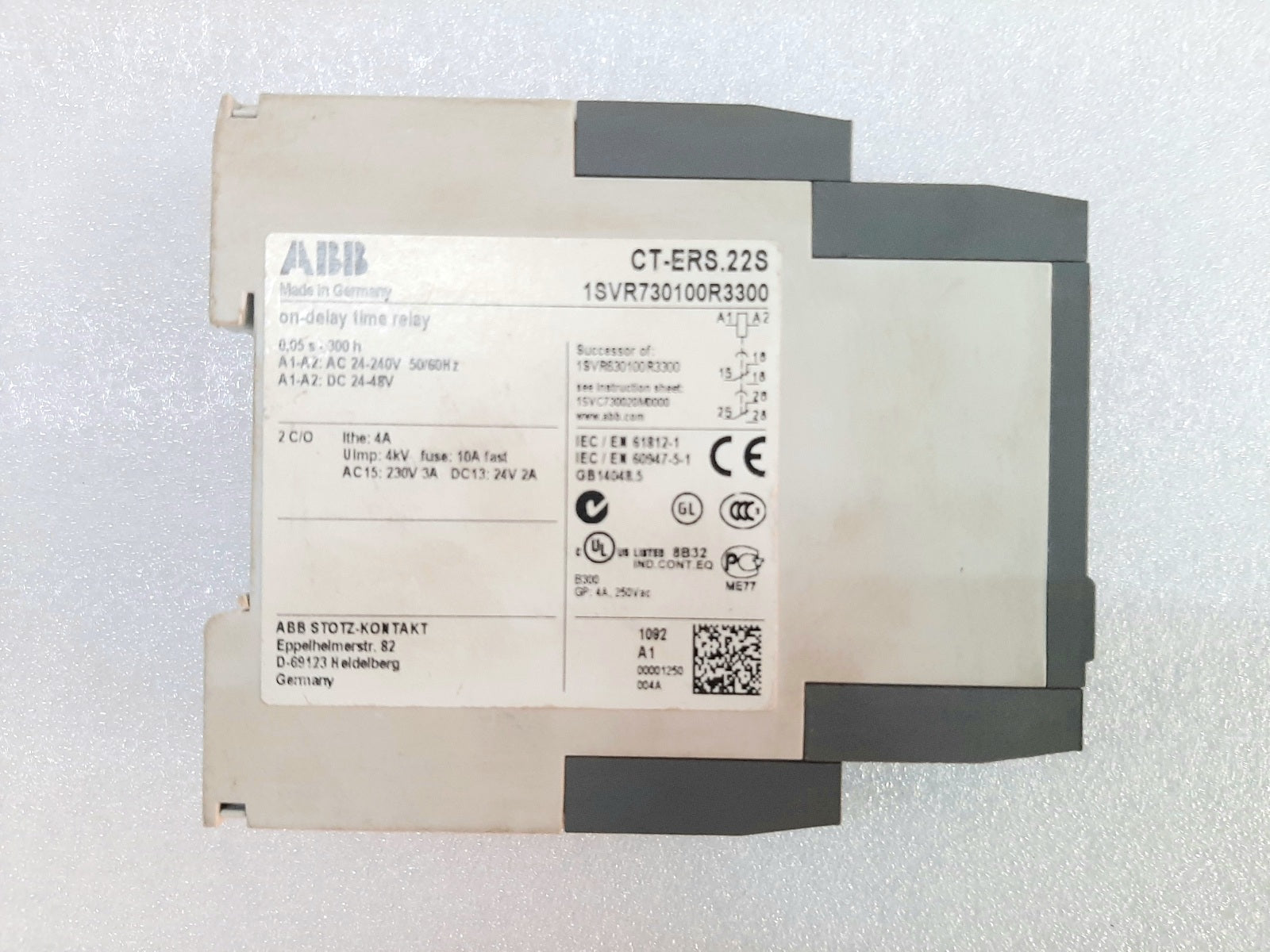 LOT OF 3 ABB CT-ERS CT-ERS.22S TIME RELAY 1SVR730100R3300 (1)