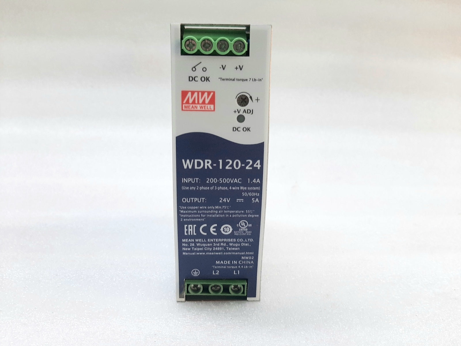 MEANWELL WDR-120-24 DIN RAIL DC POWER SUPPLY (3)
