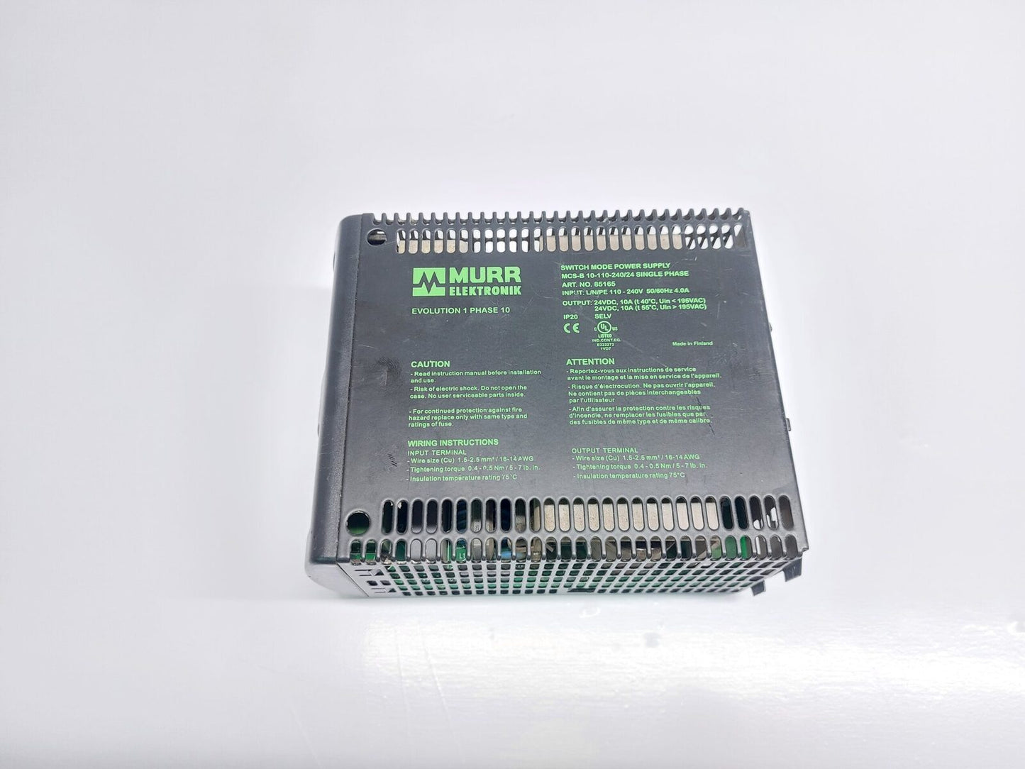 MURR ELEKTRONIK MSC-B 10-110-24024 SINGLE PHASE SWITCH MODEL POWER SUPPLY 85165 (3)