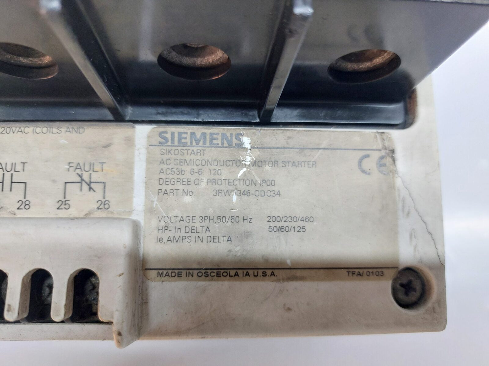 SIEMENS SIKOSTART 3RW3346-ODC34 AC SEMICONDUCTOR MOTOR STARTER (3)