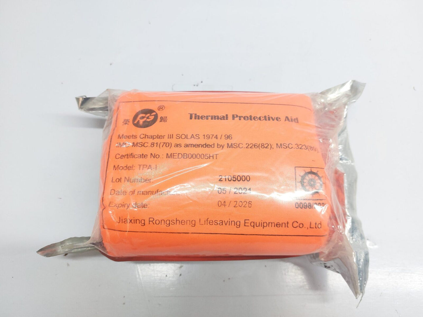 JIAXING RONGSHENG TPA-I LIFESAVING EQUIPMENT THERMAL PROTECTIVE AID (2)