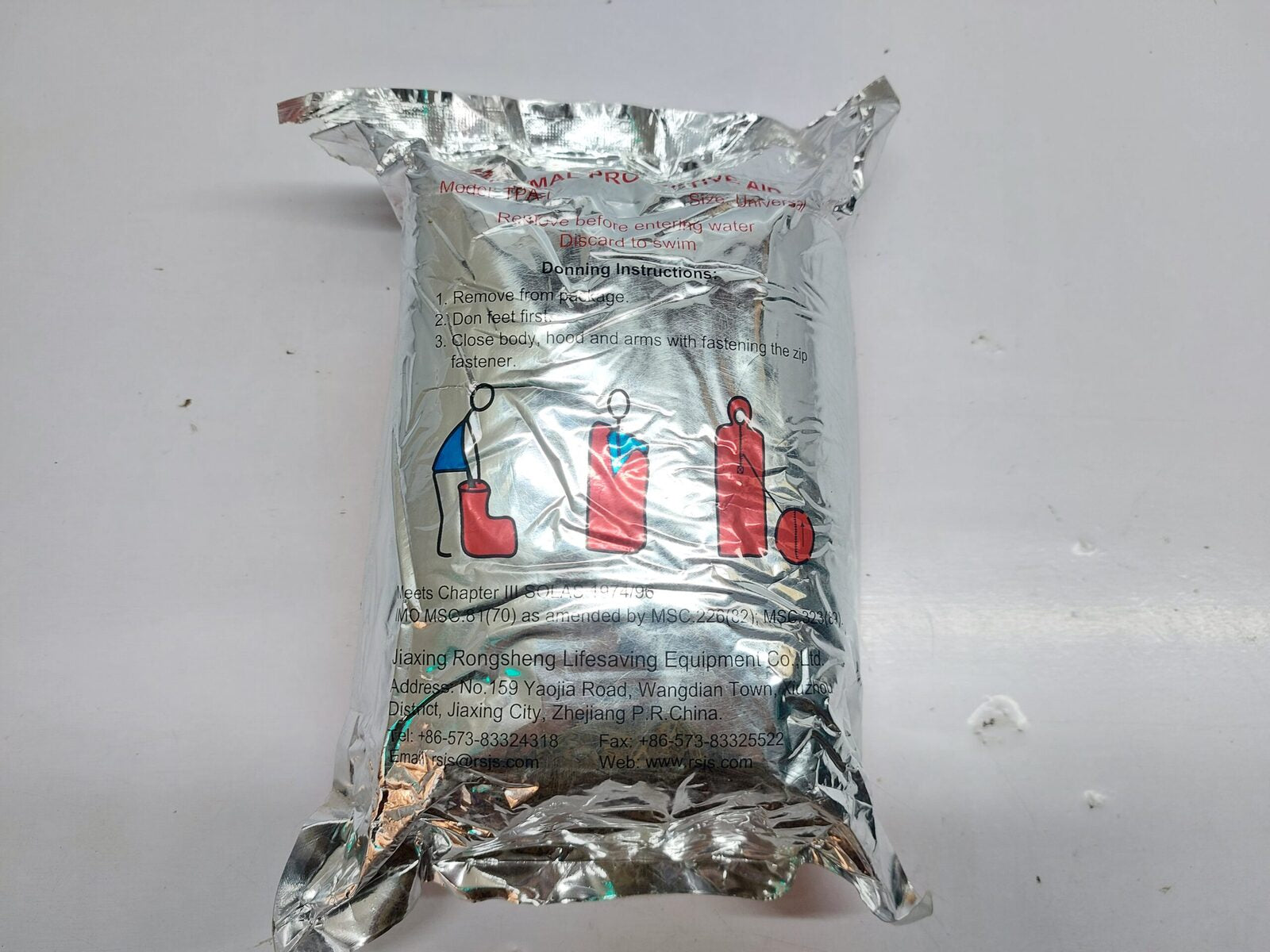 JIAXING RONGSHENG TPA-I LIFESAVING EQUIPMENT THERMAL PROTECTIVE AID