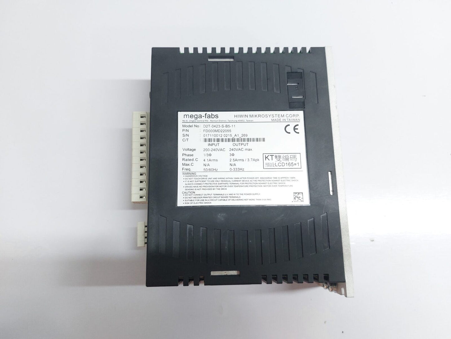 HIWIN MIKROSYSTEM MEGA-FABS D2T-0423-S-B5-11 BRUSHLESS DRIVE FD000MD22055