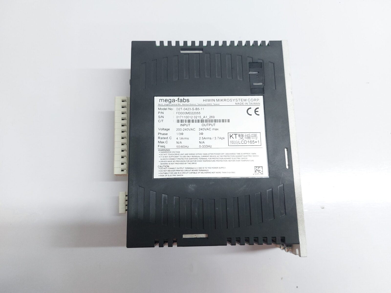 HIWIN MIKROSYSTEM MEGA-FABS D2T-0423-S-B5-11 BRUSHLESS DRIVE FD000MD22055