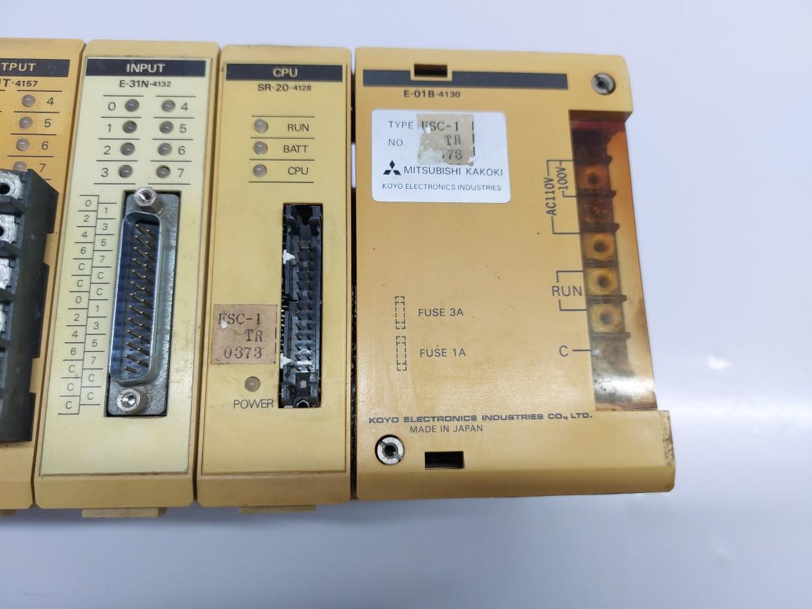 MITSUBISHI/KOYO FSC-1 E-01B-4130 MODULAR RACK CPU SR-20-4128 E-31N-4132 E-01T-4157