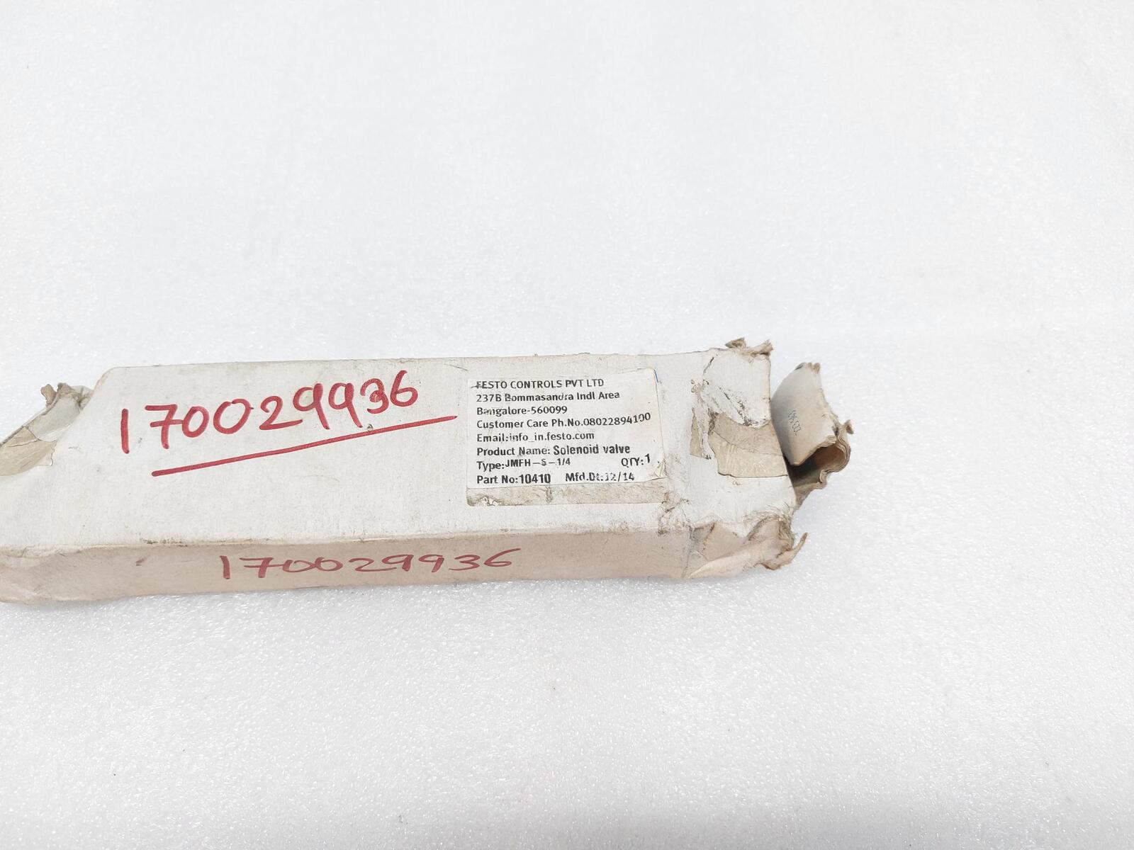 FESTO CONTROLS JMFH-5-1/4 AIR SOLENOID VALVE 10410 ED23