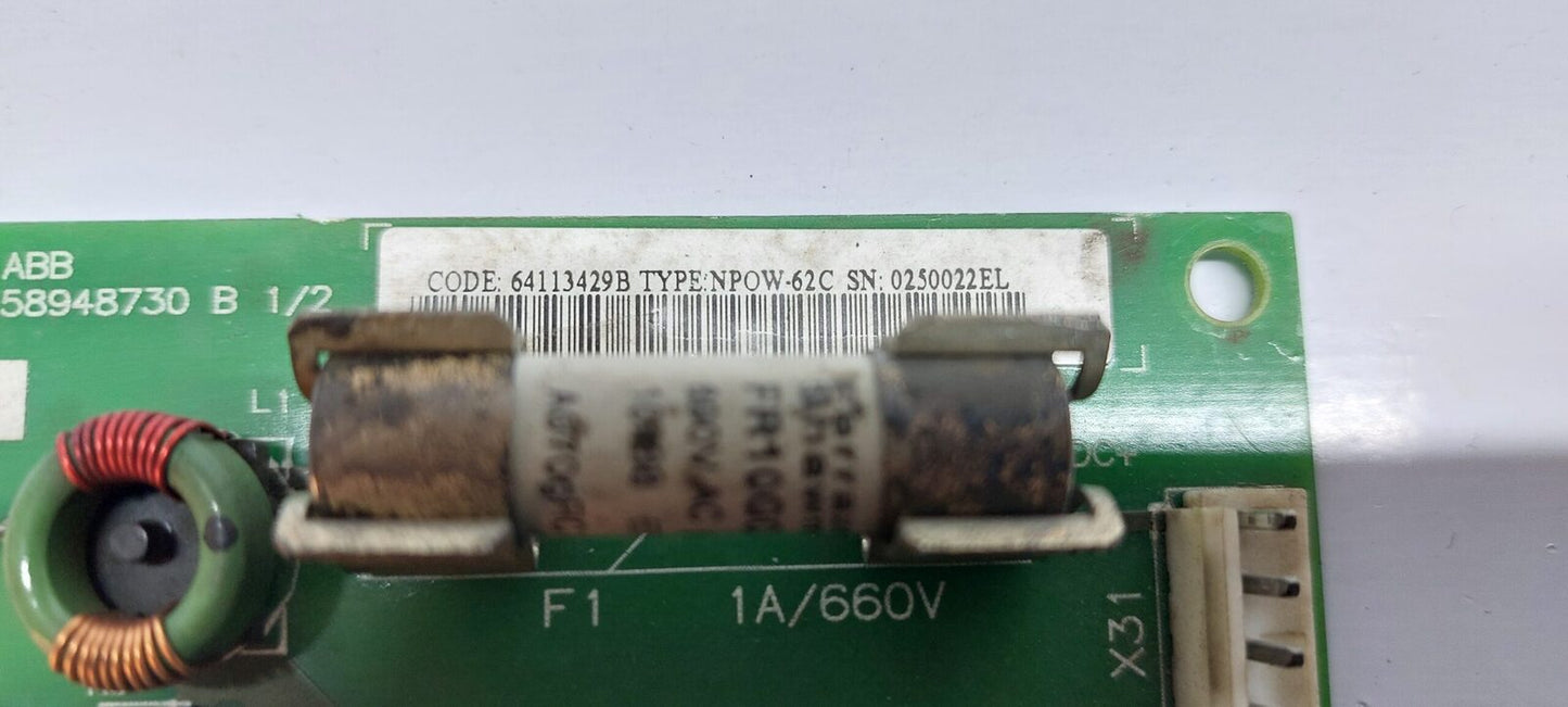 ABB 58948730 B 1/2 POWER SUPPLY CIRCUIT BOARD
