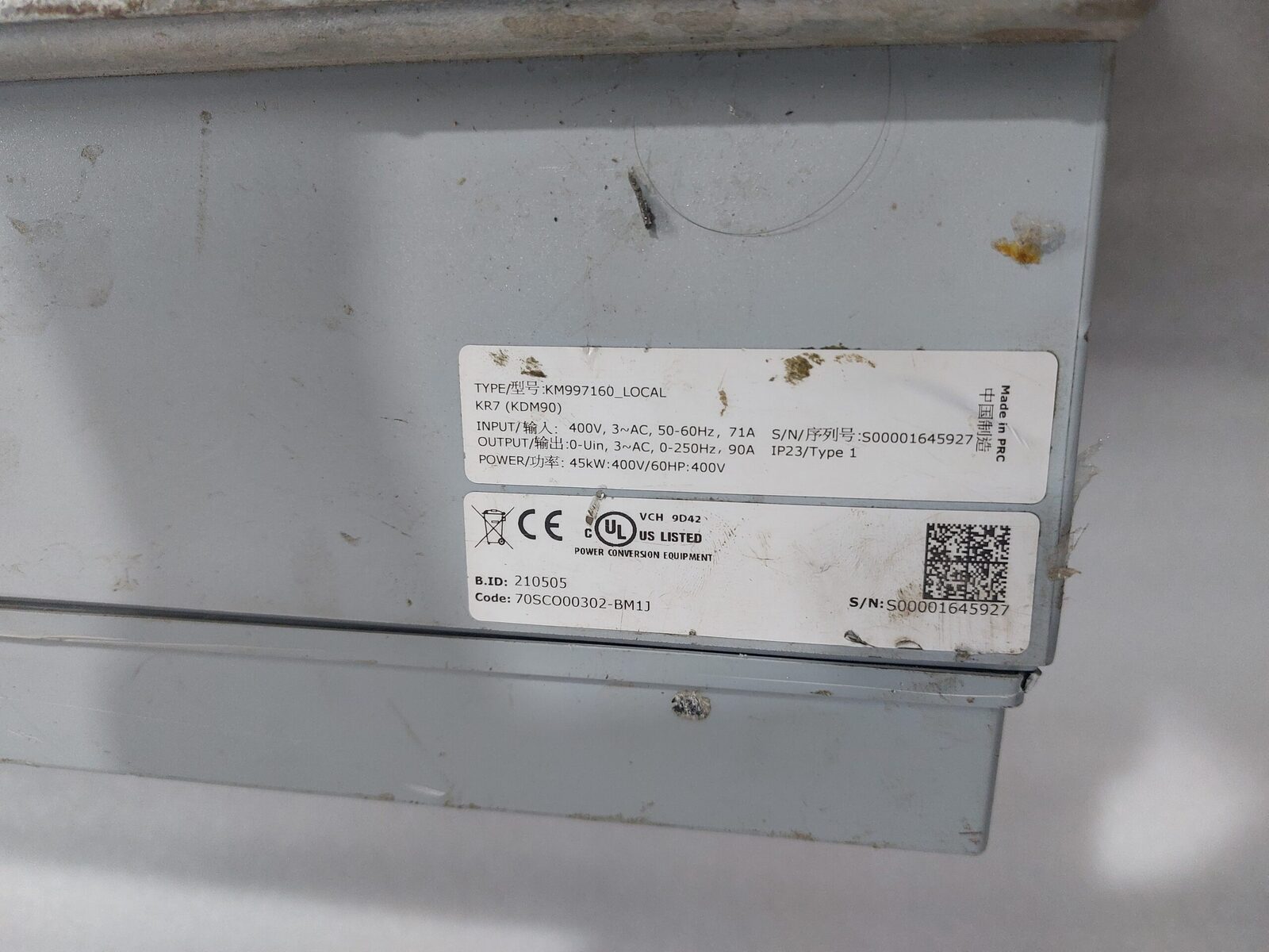 KONE KM997160_LOCAL FREQUENCY INVERTER DRIVE 90A