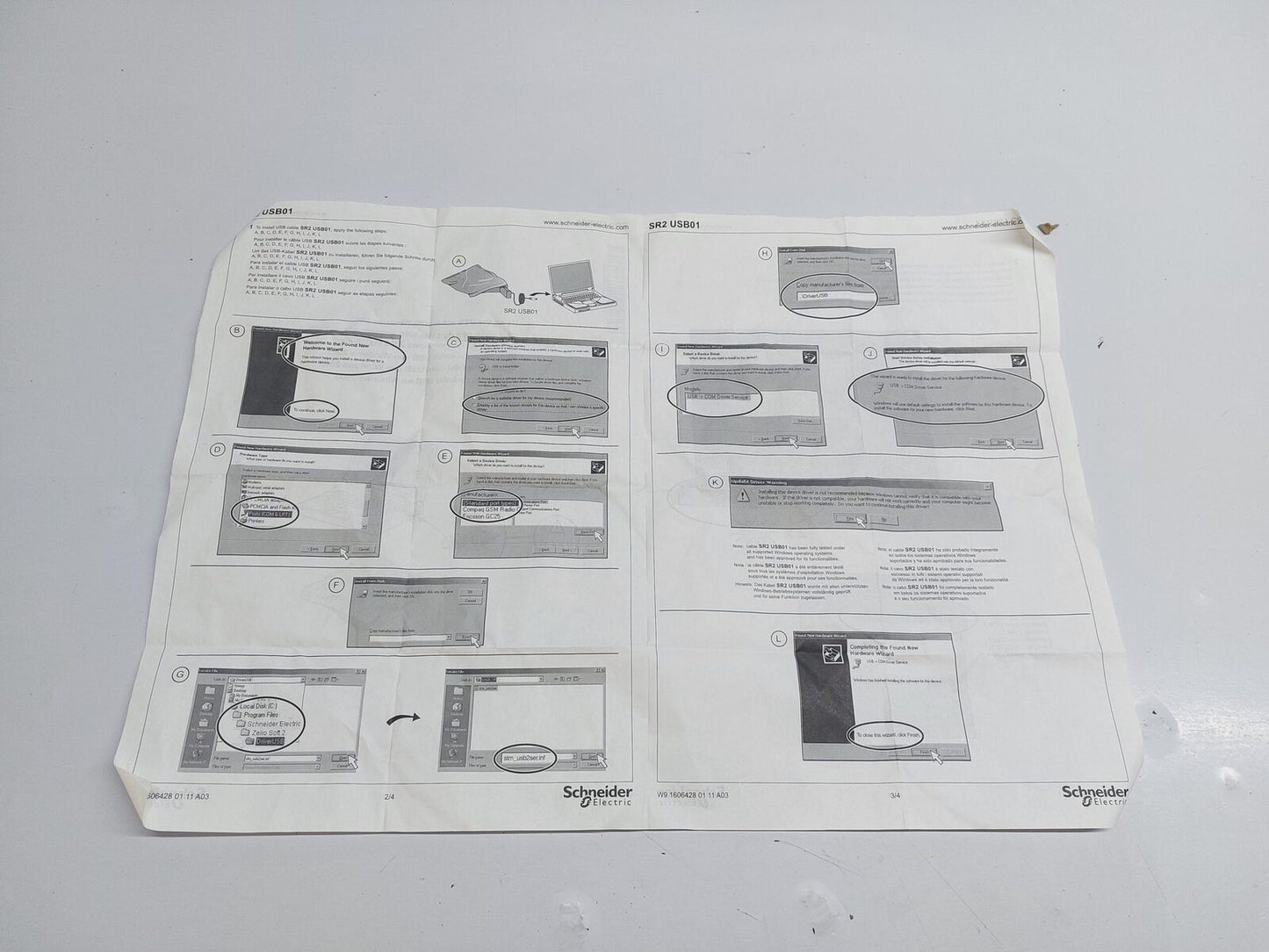 SCHNEIDER ELECTRIC SR2 USB01 USB PROGRAMMABLE CABLE ZELIO-920400