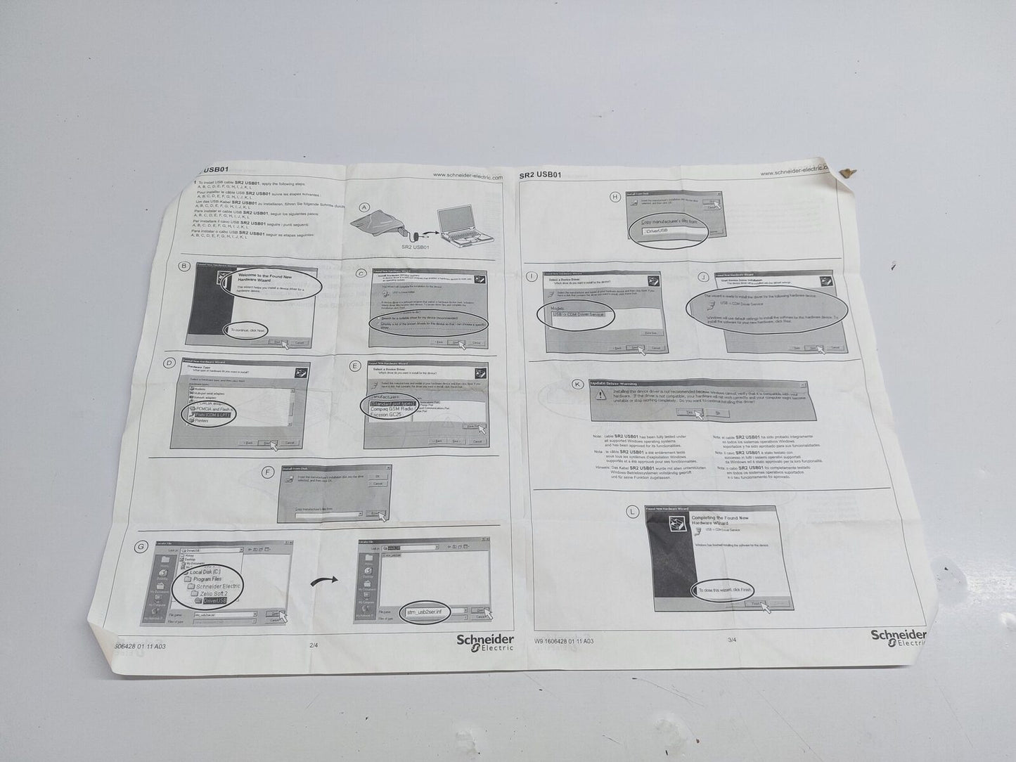 SCHNEIDER ELECTRIC SR2 USB01 USB PROGRAMMABLE CABLE ZELIO-920400