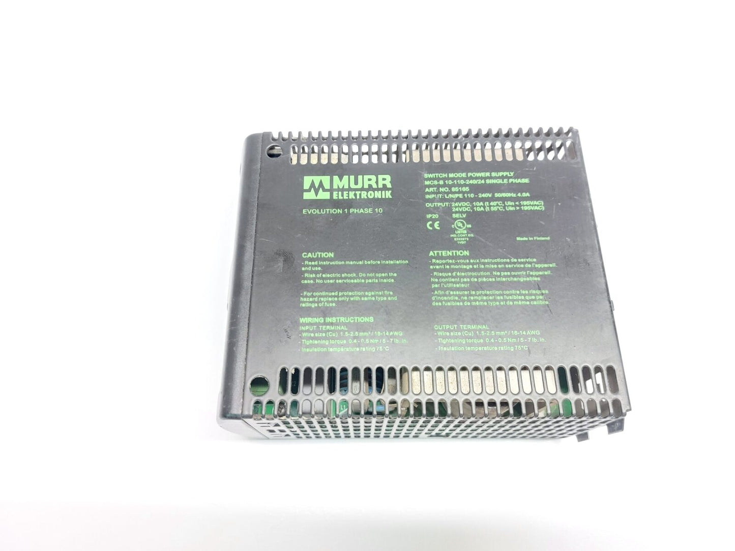MURR ELEKTRONIK MSC-B 10-110-240/24 SINGLE PHASE SWITCH MODEL POWER SUPPLY 85165